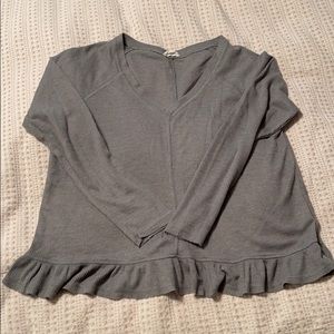 🐝 Jane and Delancey Waffle Knit Ruffle Hem Top